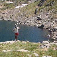 Fishing high-altitude trout lakes by helicopter in the Pyrenees